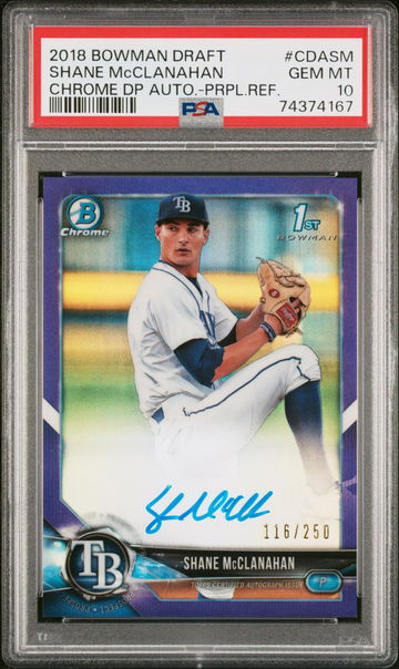 2018 BOWMAN DRAFT AUTO Shane McClanahan PURPLE PSA 10