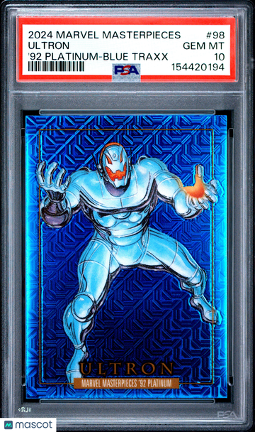 2024 Upper Deck Marvel Masterpieces '92 Platinum Blue Traxx Ultron #98 PSA 10 Trading Card