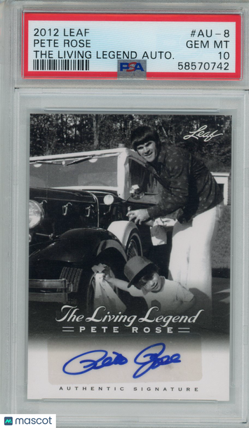 2012 Leaf The Living Legend Autograph Pete Rose #AU-8 Autograph PSA 10
