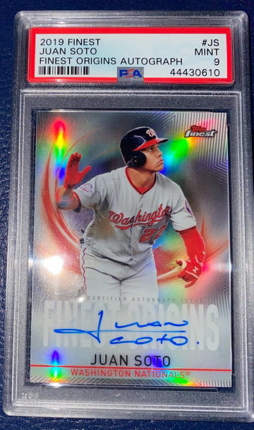 Juan Soto 2019 Topps Finest Finest Origins Autographs PSA 9
