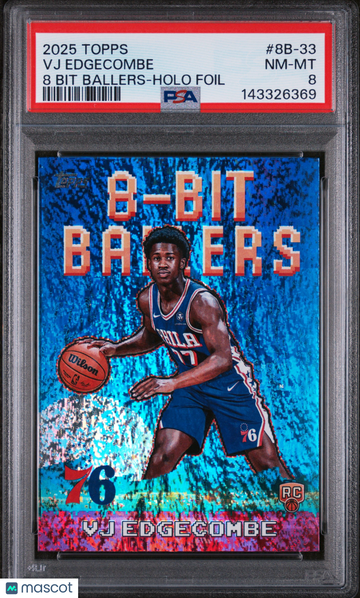 2025 Topps 8 Bit Ballers VJ Edgecombe #8B-33 Holo Foil PSA 8