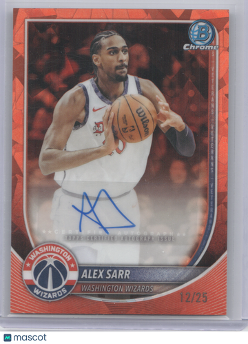 2025 Bowman Chrome Autograph Alex Sarr #BCA-AS Orange Refractor /25