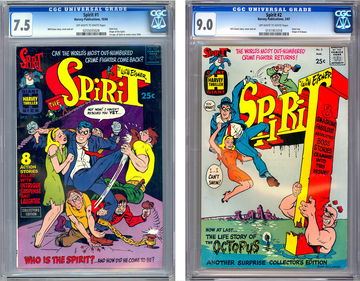 THE SPIRIT #1-2 CGC 7.5-9.0 WILL EISNER STORIES & ART 1ST SA SPIRIT HARVEY 1966