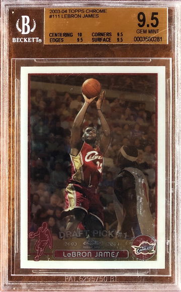 2003-2004 TOPPS CHROME LEBRON JAMES #111 ROOKIE CARD BGS 9.5 (10 CENTERING) *SHIPS FROM CANADA*