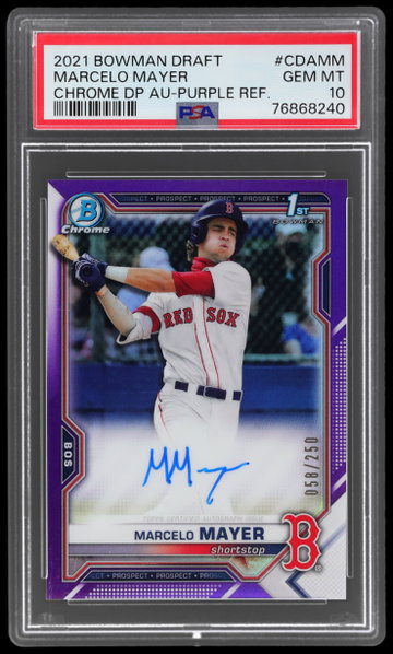 2021 Bowman Draft Marcelo Mayer Chrome Autograph Purple Refractor PSA 10 RC