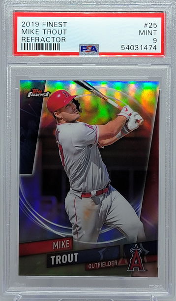 2019 FINEST #25 MIKE TROUT REFRACTOR PSA 9