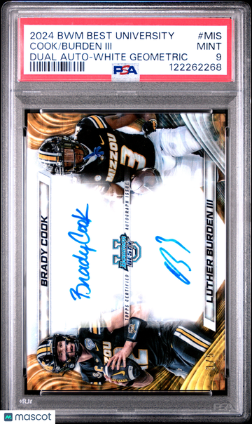 2024 Bowman Best University Dual Autographs Burden III Cook #MIS White Geometric /5 PSA 9 Topps