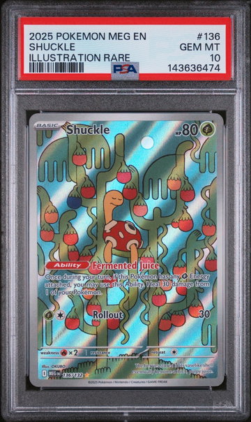 2025 Pokemon Mega Evolution Illustration Rare Shuckle #136 PSA 10