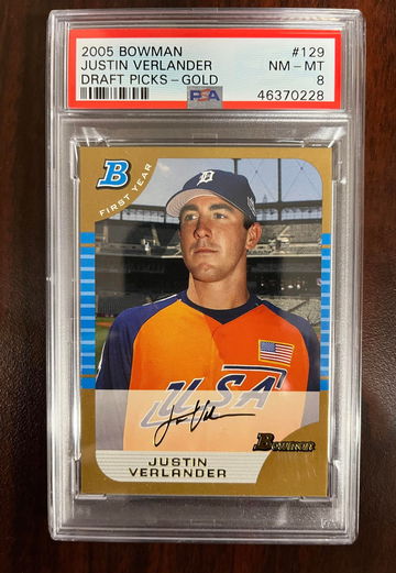 2005 Bowman Draft Picks GOLD Justin Verlander PSA 8
