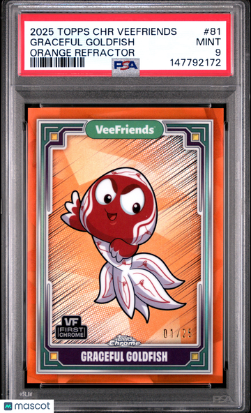 2025 Topps Chrome Veefriends Graceful Goldfish #81 Orange Refractor PSA 9