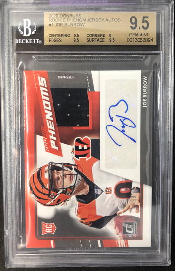 JOE BURROW 2020 Donruss Rookie Phenoms Auto Patch RPA #/99 BGS 9.5 GEM MINT (POP 2!)