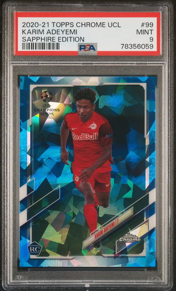 2020 TOPPS KARIM ADEYEMI CHROME UEFA CHAMPIONS LEAGUE SAPPHIRE RC #99 PSA 9