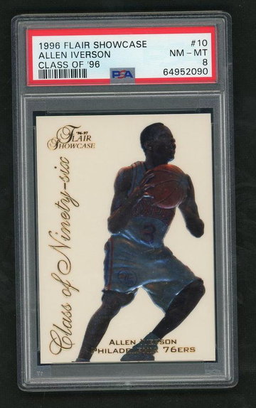 1996 Fleer Flair Showcase 10 Allen Iverson Class of Ninety-six Rookie /20 PSA 8 NM-MT Philadelphia 76ers