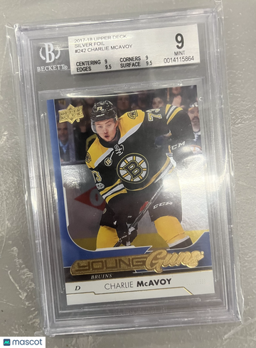 2017-18 Upper Deck Charlie McAvoy #242 Silver Foil Young Guns Rookie BGS 9
