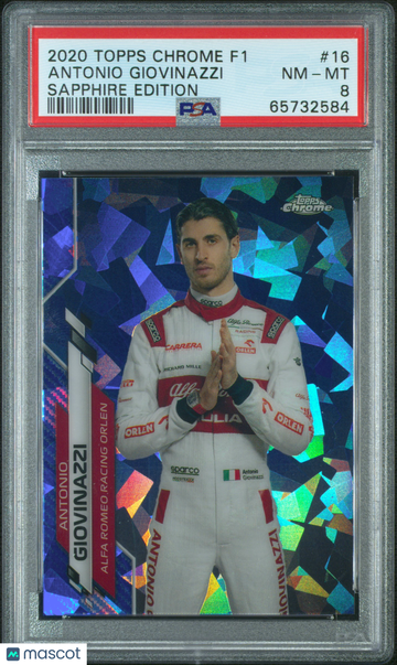 2020 Topps Chrome Formula 1 Sapphire Edition Antonio Giovinazzi #16 PSA 8