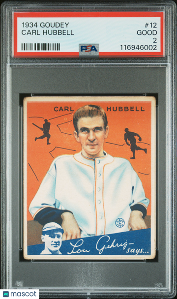 1934 Goudey Carl Hubbell #12 PSA 2