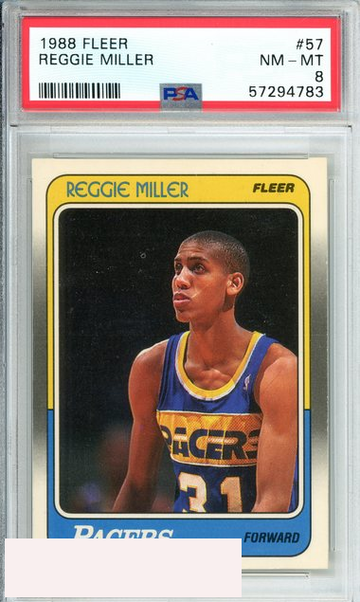 1988 FLEER REGGIE MILLER #57 INDIANA PACERS ROOKIE RC PSA NM-MT 8