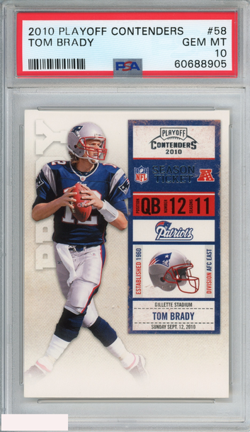 2010 PLAYOFF CONTENDERS TOM BRADY #58 NEW ENGLAND PATRIOTS PSA 10 GEM MT