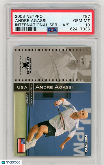 2003 Netpro International Series International Series Andre Agassi #87 Ser. PSA 10