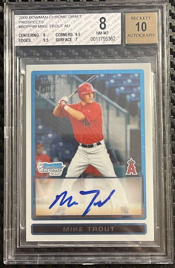 2009 Bowman Chrome Draft Mike Trout BGS 8/ 10 auto! 
