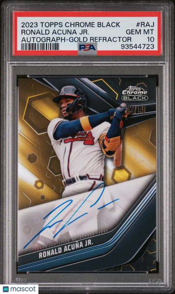 2023 Topps Chrome Black Autographs Ronald Acuna JR. #RAJ Gold Refractor /50 PSA 10