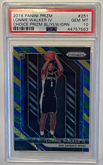 2018 Panini Prizm BLUE/YELLOW/GREEN Lonnie Walker Rookie RC #251 PSA 10 