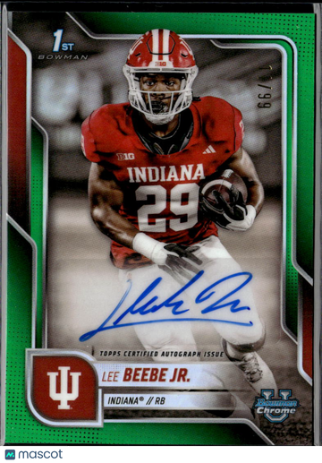 Lee Beebe Jr. 2025 Topps Bowman Chrome University Auto Green Refractor Indiana Hoosiers