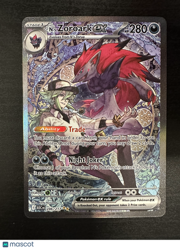 Pokemon Trading Card 2026 Mega Evolution Ascended Heroes N'S Zoroark EX Holo Secret Rare SAR 286/217