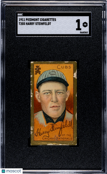 1911 Piedmont Cigarettes (T205) Harry Steinfeldt SGC 1