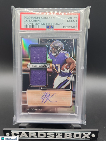 2020 Panini Obsidian J.K. Dobbins #RJI23 Jsy. Ink Orange Rookie PSA 8 Panini Authentic