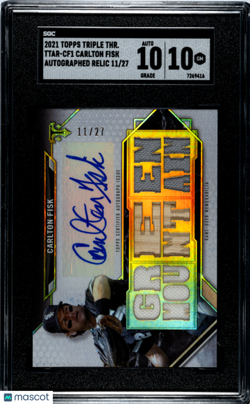 2021 Topps Triple Threads Carlton Fisk #TTAR-CF1 Autograph Relic SGC 10 Auto 10