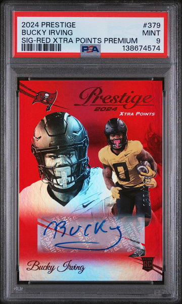 2024 Panini Prestige Red Xtra Points Premium-Signature Bucky Irving #379 PSA 9