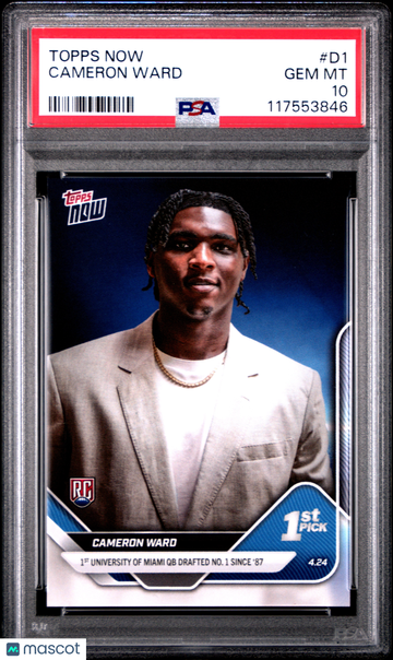 2025 Topps Now Cameron Ward #D1 Rookie PSA 10