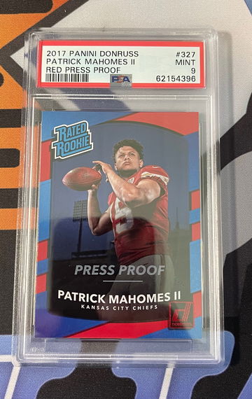 2017 Panini Donruss Patrick Mahomes II Red press Proof PSA9