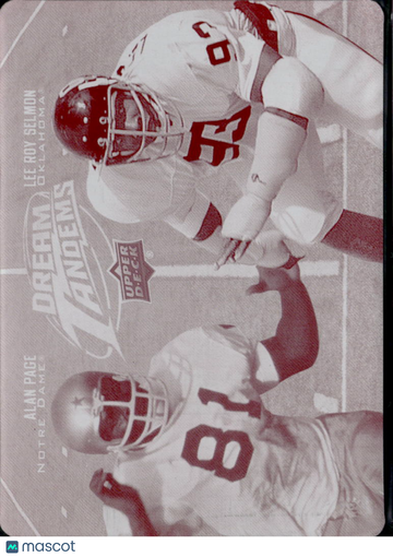 2011 Upper Deck Football Dream Tandems Alan Page Lee Roy Selmon #DT-3 Magenta Printing Plate Printing Plate