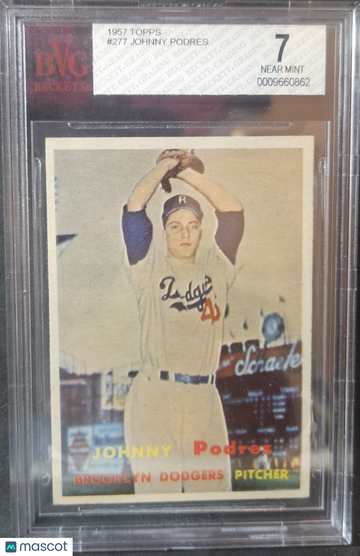Graded 1957 Topps Johnny Podres DP #277 BVG 7 Beckett Vintage Grading