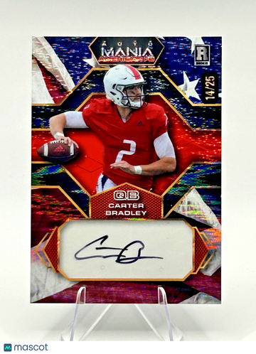 2024 Wild Card Auto Mania American Football Carter Bradley #AMAH-CB American Flag-Rainbow Foil Parallel/Variety Rookie I