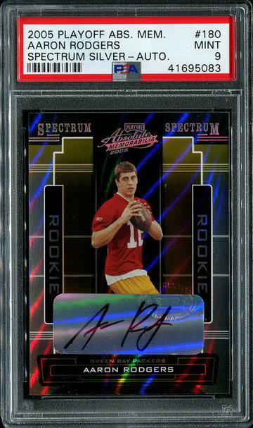 2005 Playoff Memorabilia Aaron Rodgers Silver AUTO #180 PSA 9 MINT
