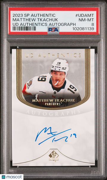 2023 SP Authentic UD Authentics Autographs Matthew Tkachuk #UDAMT PSA 8