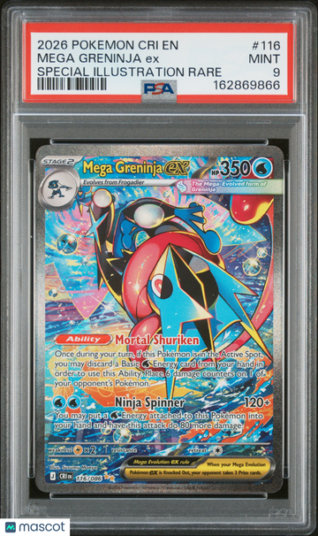 2026 Pokemon Cri EN-Chaos Rising Mega Greninja EX Special Illustration Rare PSA 9 #116