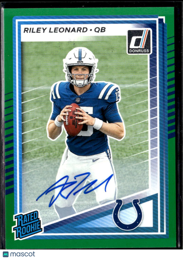Riley Leonard 2024 Panini Donruss Football Auto Green Notre Dame Fighting Irish