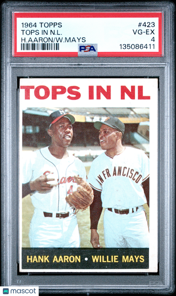 1964 Topps Hank Aaron Willie Mays #423 Tops In N. L. HOF Vintage PSA 4