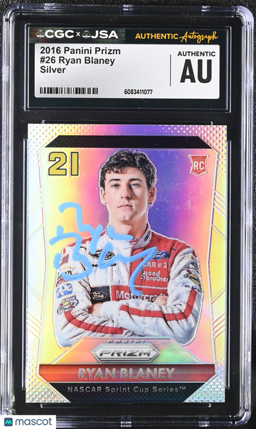2016 Panini Prizm Ryan Blaney #26 Silver CGC Authentic JSA Auto Authentic