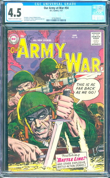 Our Army at War #54 (1957) CGC 4.5 -- Classic Joe Kubert war cover and art