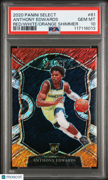 2020 Panini Select Anthony Edwards #61 Red White Orange Shimmer PSA 10