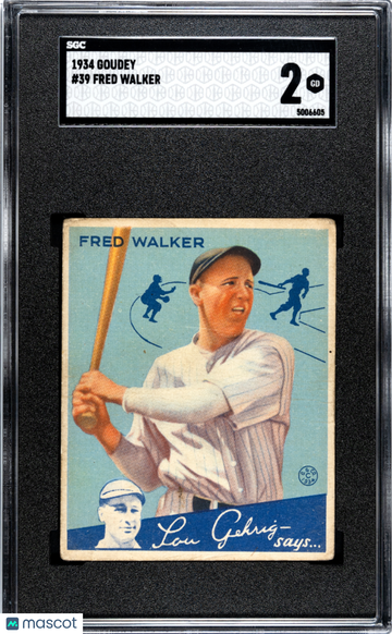 1934 Goudey Fred Walker #39 SGC 2