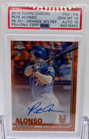2019 Topps Chrome Pete Alonso Orange Wave Refractor #'d 7/25 Rookie Autograph PSA 10/10 POP1