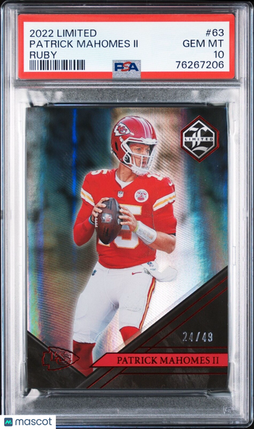 2022 Panini Limited Patrick Mahomes #63 Ruby /49 PSA 10