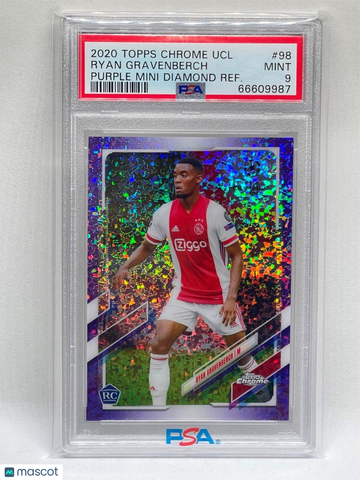 2020 Topps Chrome UEFA Champions League Ryan Gravenberch #98 Purple Mini Diamond Refractor PSA 9