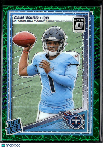 Cam Ward 2025 Panini Donruss Optic Prizm Green Velocity Tennessee Titans